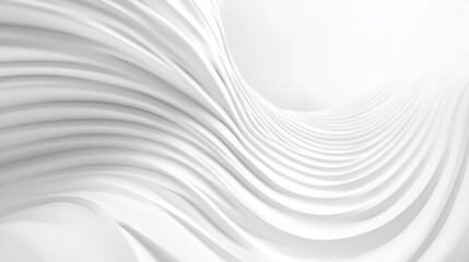 Obraz premium A monochromatic, abstract image showcases smooth, undulating white waves and dunes, creating a serene and minimalist landscape.