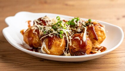 served takoyaki balls with sauce 
