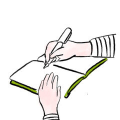 日記を書く手のイラスト