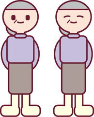 ポップでシンプルな年配の女性のイラストセット