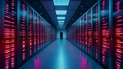 Fototapeta premium Futuristic server room interior (1)