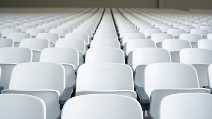 Fototapeta premium Empty White Stadium Seats Rows Pattern