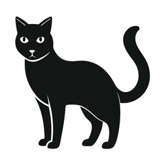 The cat silhouette vector icon on white background 