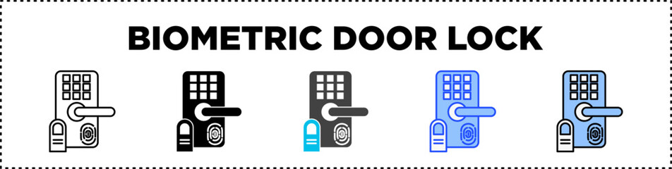 Biometric Door Lock Icon Pack Line And Glyph