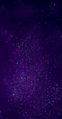 Fototapeta premium Shimmering flow. Ink blur wave. Purple violet sequins powder mix mist water. Defocused glossy spread color galaxy night abstract background.