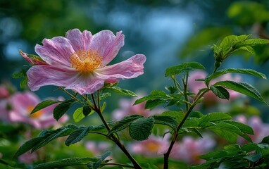 Fototapeta premium Delicate pink rose in garden