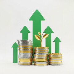 Growth Stack Coin Financial Investment Increasing Arrow Business Concept