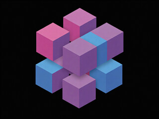 Obraz premium Geometric Cubes in Pink and Blue
