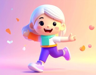 3D girl character that is smiling and happy 