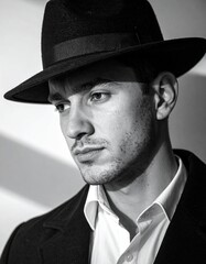 portrait of a handsome man black white