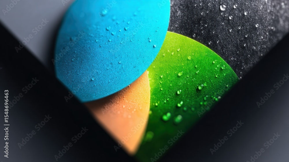 Poster abstract background with shiny colorful circles and water droplets