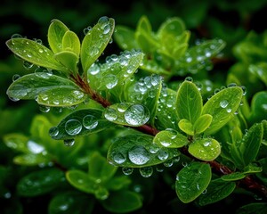 Dew-kissed greenery close-up