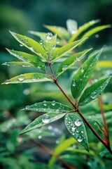 Dew-kissed leaves close-up