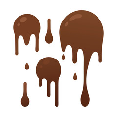Melting Chocolate Drip Borders  Glossy Vector Design on White Background
