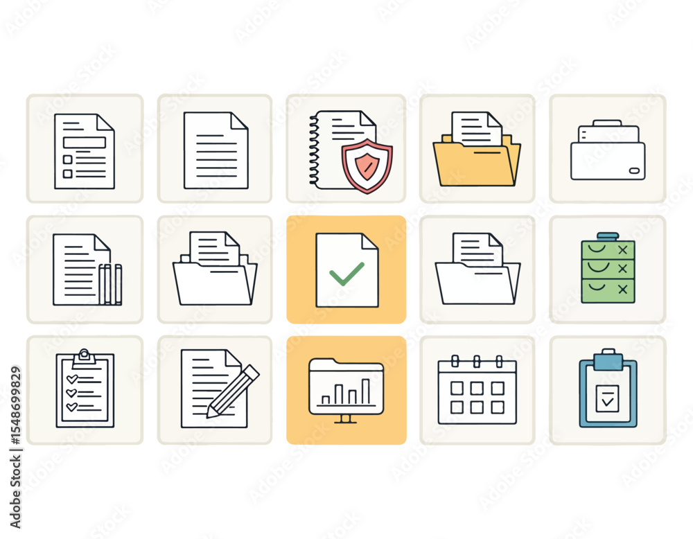 Poster essential document icons a collection of high-quality vector icons for your projects