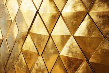 Gold geometric wall paneling