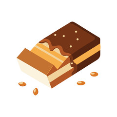 Cross-Section Chocolate Bar Vector  Caramel and Nougat Layers Inside on White Background
