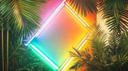 Neon frame in a jungle