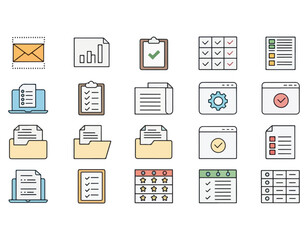 Comprehensive Collection of Colorful Task Management and Checklist Icons