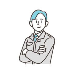 Worker crossing his arms with a confident expression [Vector illustration]