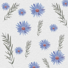 Hand drawn illustration of flowers and leaves.