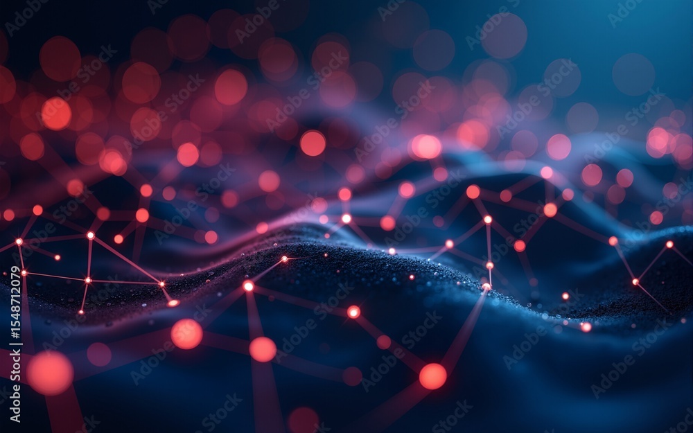 Poster technology background from colored lines connections for web-site header. abstract information conne