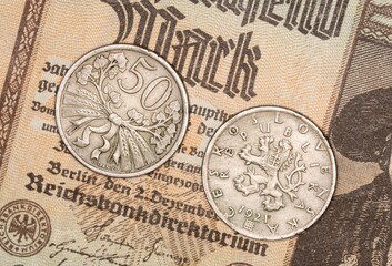 Vintage German and Czechoslovakian Currency