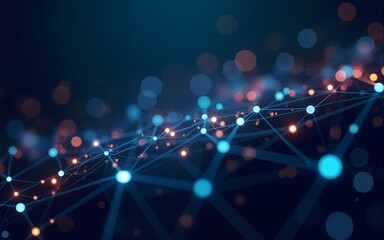 Digital abstract connection dots and lines. Network connection structure. Technology polygonal background. Plexus effect. Vector Illustration. High quality