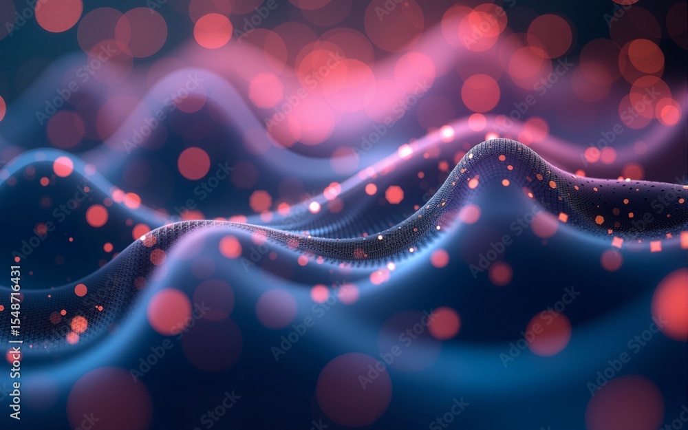 Poster abstract neural network 3d illustration. big data concept. global database and artificial intelligen