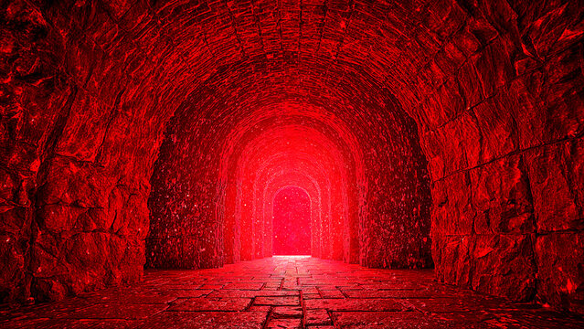 Crimson gateway pulsating with ethereal energy