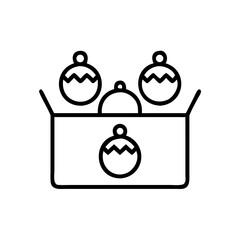 Obraz premium Frosted ornaments in vintage box, monochrome holiday storage icon