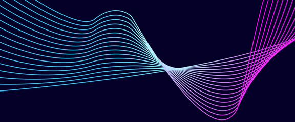 Flowing Gradient Lines in Blue and Pink on Dark Background