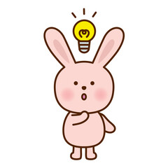 ひらめいたうさぎのかわいいイラスト
