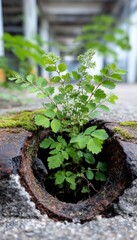 Green sprout in concrete