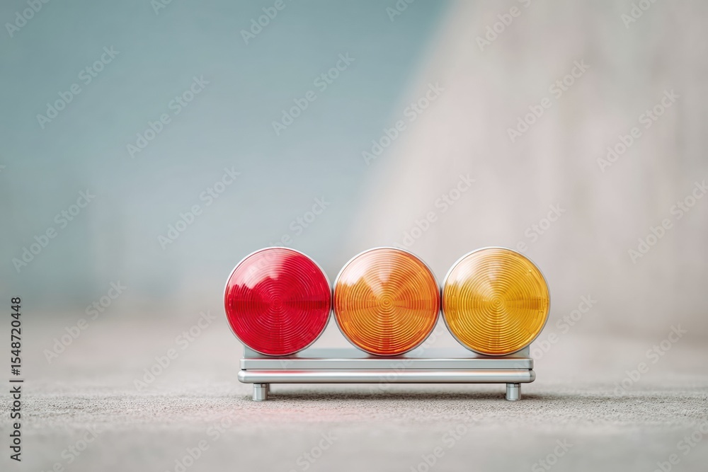 Poster Emergency Roadside Warning Lights in Soft Focus with Red and Amber Signals Representing Safety and Alertness in Urban Environments for Public Awareness Campaigns