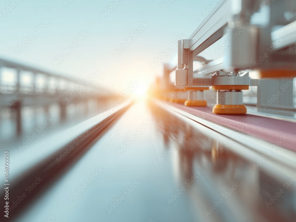 Poster Autonomous Production Machinery Operating on Clean Semiconductor Manufacturing Line with Conveyor Systems for Advanced Tech Industry Efficiency