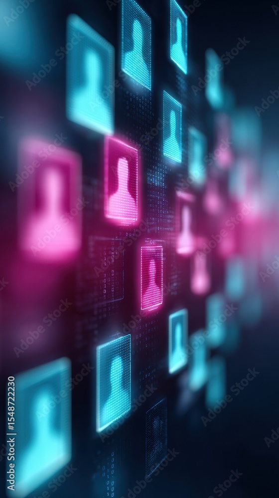 Aufkleber AI-powered automated recruitment system with digital profiles and facial recognition overlay for efficient talent acquisition in modern HR technology