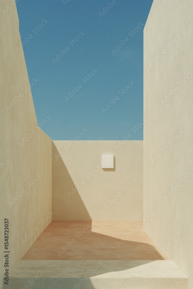 Poster sleek smart thermostat mounted on minimalist wall with touchscreen interface in bright modern home i