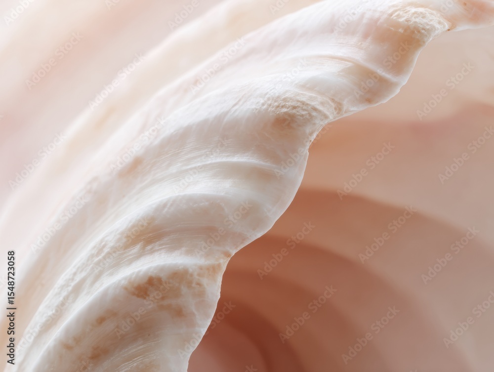 Poster dreamy macro seashell close-up with soft blush tones and organic textures for nature study and coast