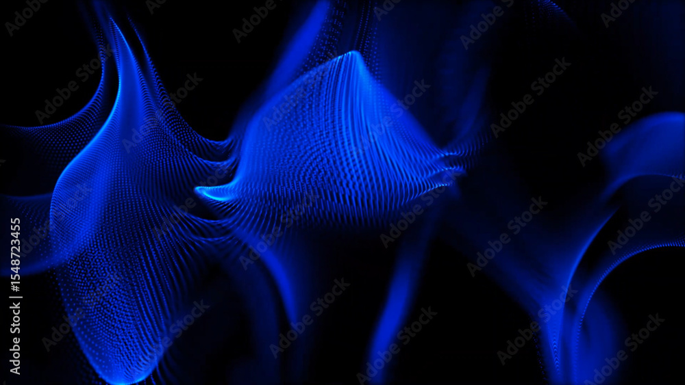 Poster abstract blue light waves a digital rendering of flowing energy on black background this image