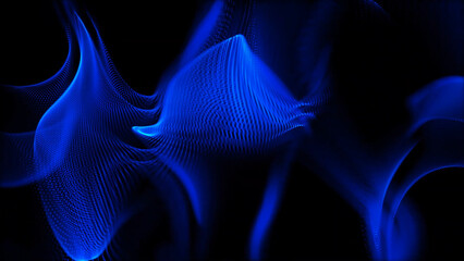 Abstract Blue Light Waves A Digital Rendering of Flowing Energy on Black Background This image