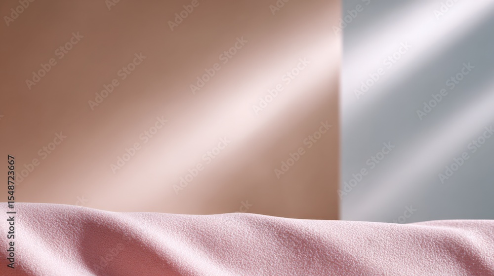 Aufkleber abstract minimalist image featu soft pastel pink and blue fabric textures with smooth flowing shapes