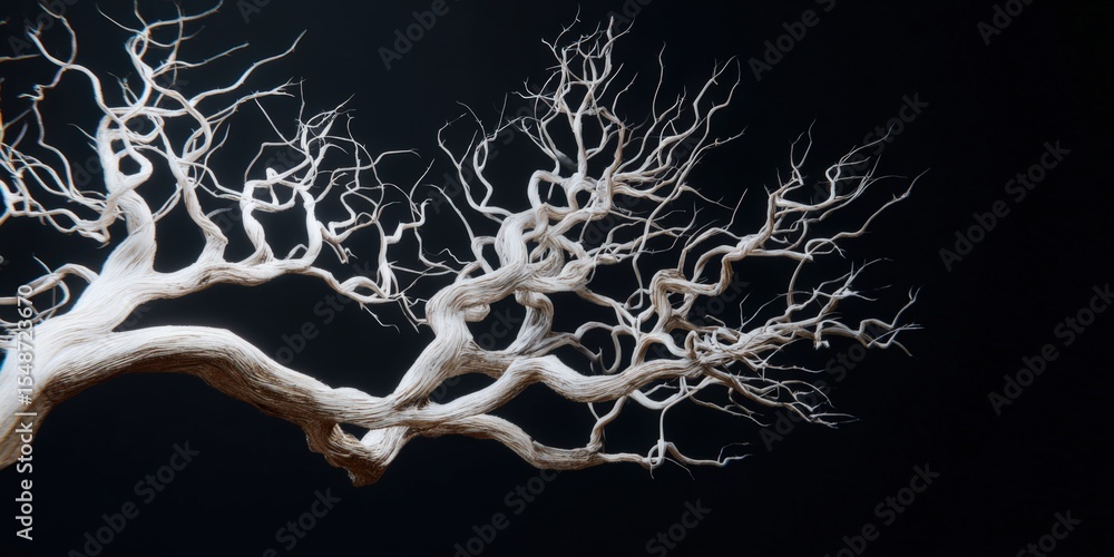 Aufkleber Dry Leafless Tree Branches Branches of an Old Tree with No Foliage against a Dark Background in a Close Up Nature Scene
