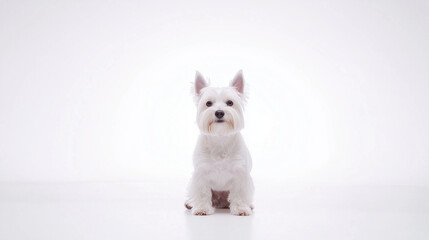 West Highland Terrier sitting with alert gaze, embodying playful charm and loyalty