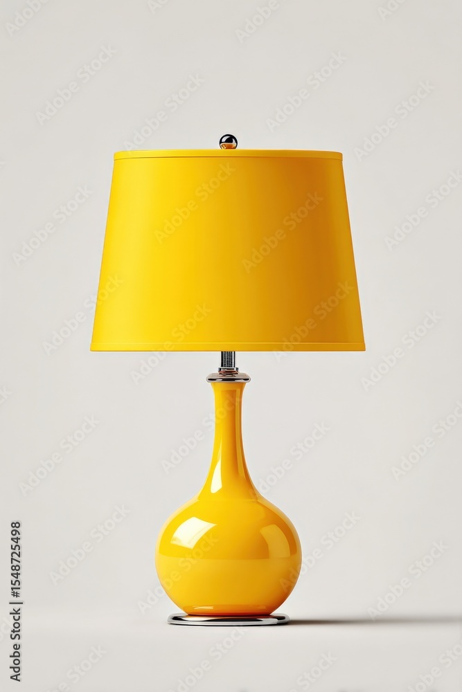 Aufkleber bright yellow modern table lamp with sleek smooth ceramic base and matching lampshade, minimalist de