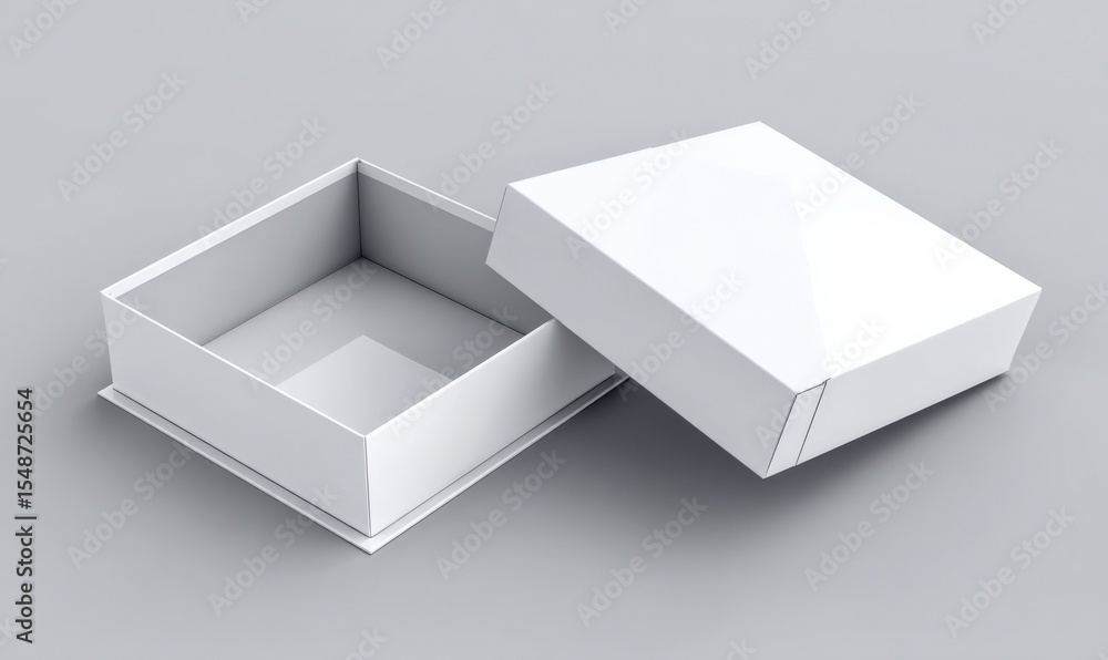 Poster elegant minimalistic white square paper gift box with removable lid for packaging and presentation o