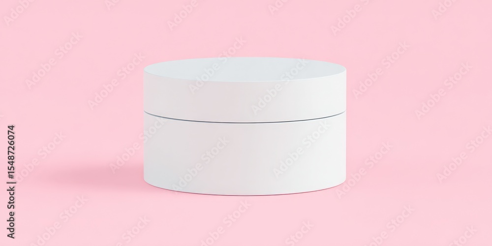 Aufkleber Modern Minimalist White Circular Platform for Product Display in Studio with Soft Pink Background Perfect for Photography and Advertising