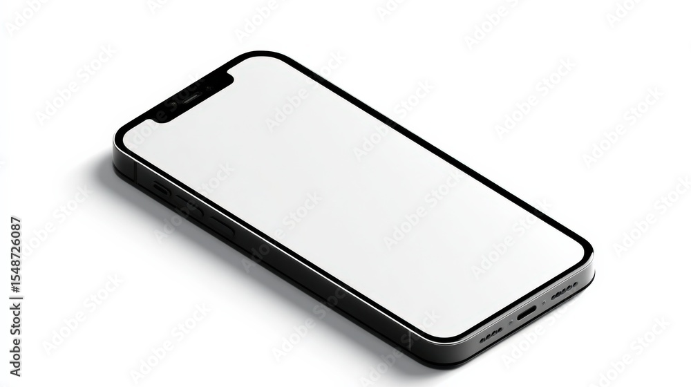 Poster modern sleek smartphone with large touchscreen display, slim profile, black frame, and minimalist de