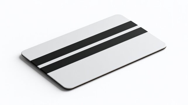 Minimalist Credit Card with Black Horizontal Stripes Flat Design Isolated on White Background for Financial and Banking Concepts