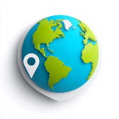 Fototapeta premium Colorful globe with continents and modern location pin symbolizing global navigation and connectivity across the world